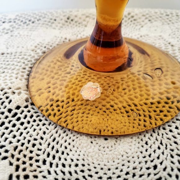 Empoli Italy Amber Diamond Optic Brandy Snifter - Picture 3 of 4